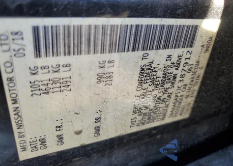 2018 Nissan Maxima 3.5S from USA, damaged, VIN 1N4AA6AP5JC387912